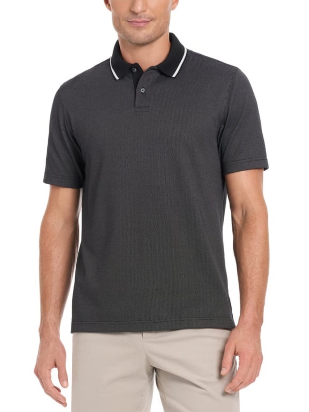 Ted Baker Charcoal Polo with White-Trim Collar